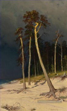 SANDY COASTLINE paysage classique Ivan Ivanovitch arbres Peinture à l'huile